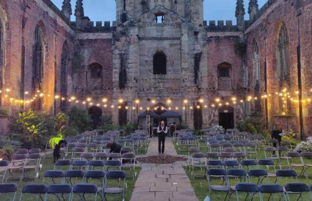 Bombed-out church open air cinema