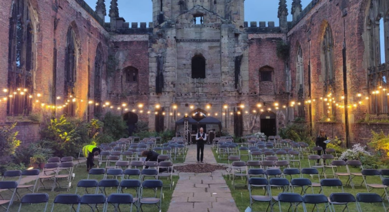 Bombed-out church open air cinema